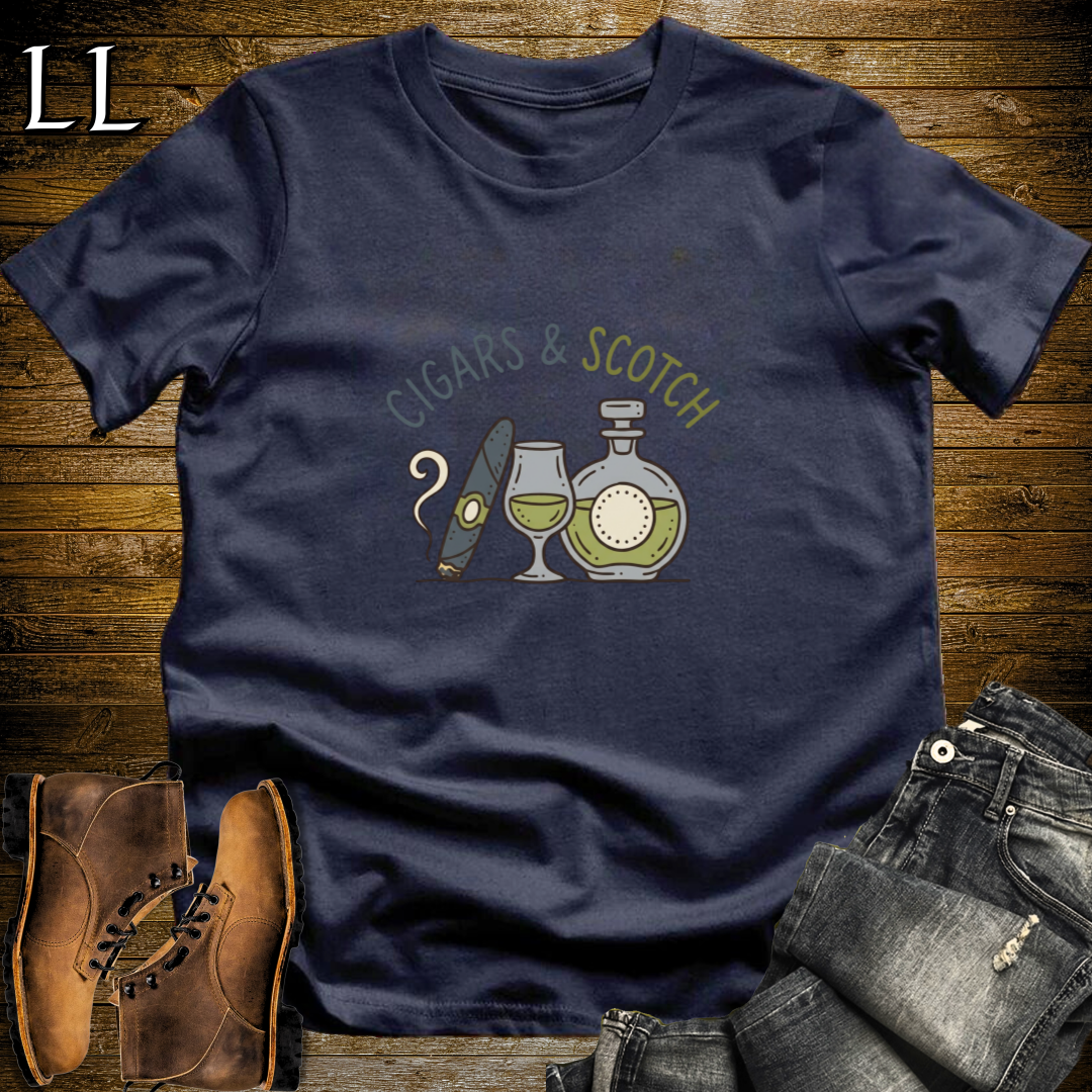 Cigars and Scotch T-Shirt Navy | Cigar and Scotch Tee