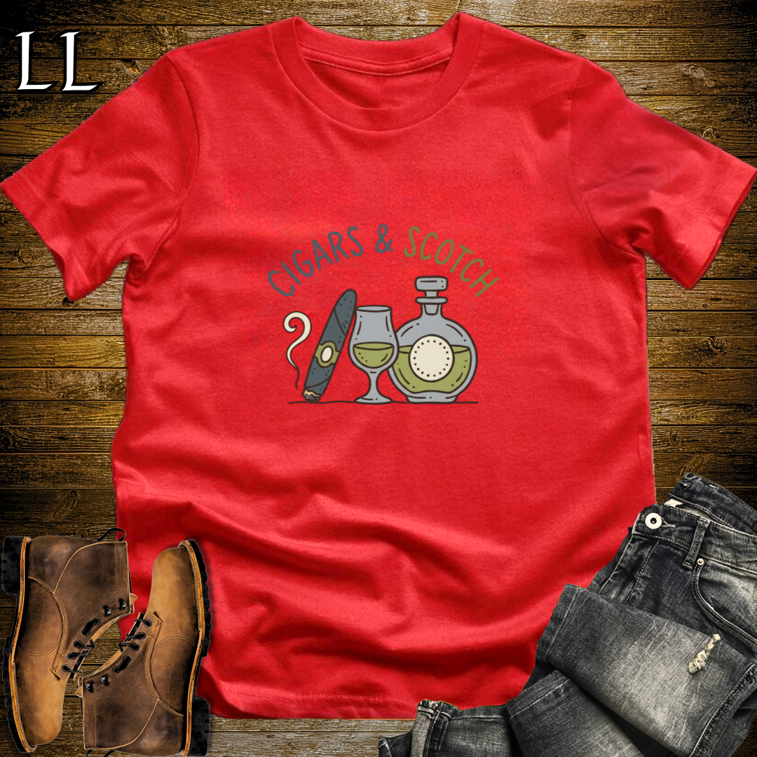 Cigars and Scotch T-Shirt Red | Cigar and Scotch Tee