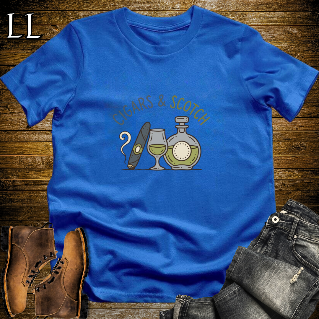 Cigars and Scotch T-Shirt Royal Blue | Cigar and Scotch Tee