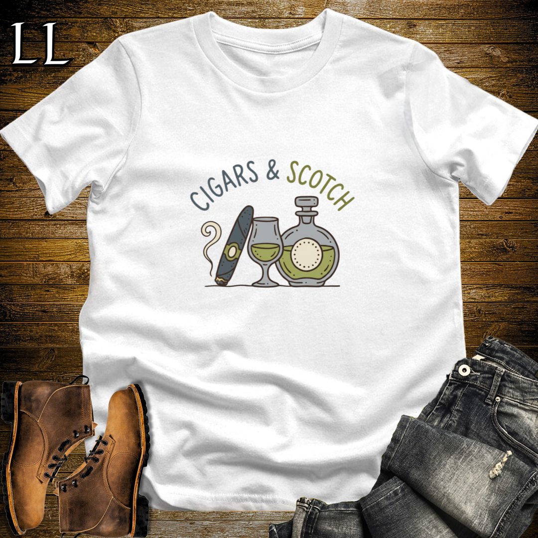 Cigars and Scotch T-Shirt White | Cigar and Scotch Tee