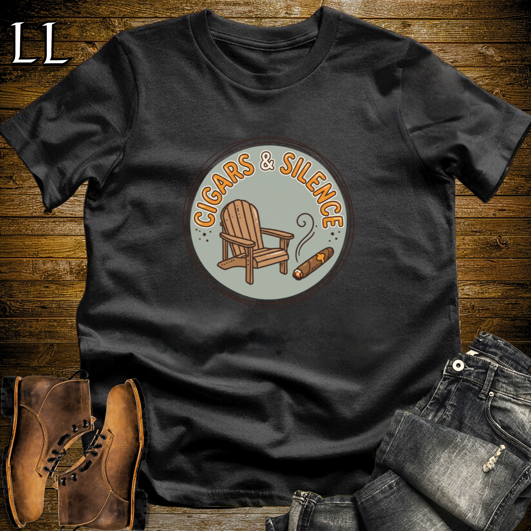 Cigars and Silence T-Shirt Black | Quiet Cigar Lover Gift