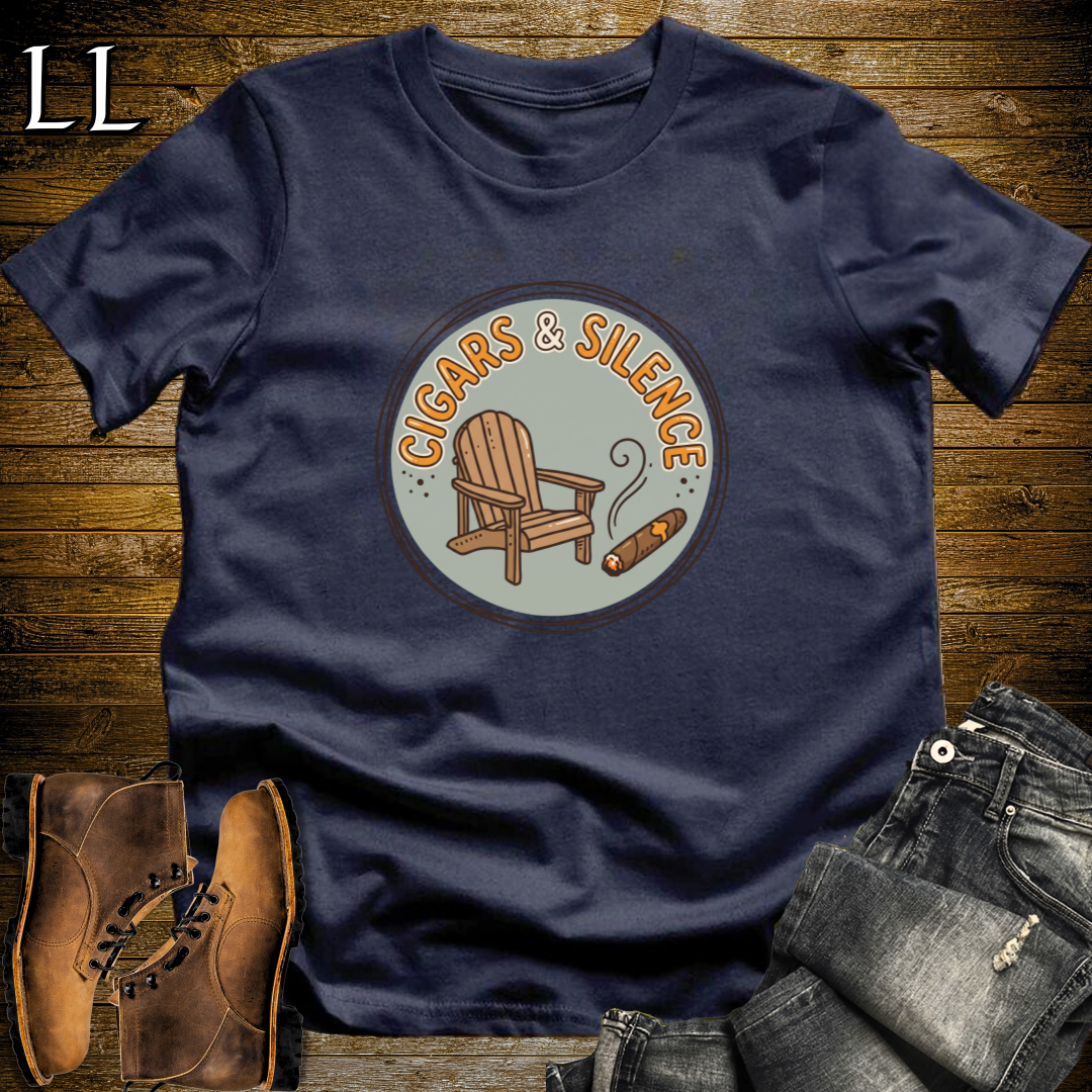 Cigars and Silence T-Shirt Navy | Quiet Cigar Lover Gift
