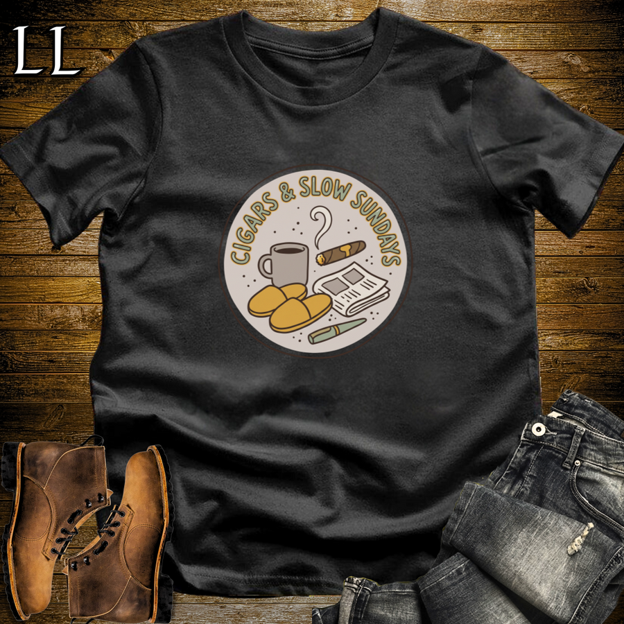 Cigars and Slow Sundays T-Shirt Black | Sunday Cigar Shirt