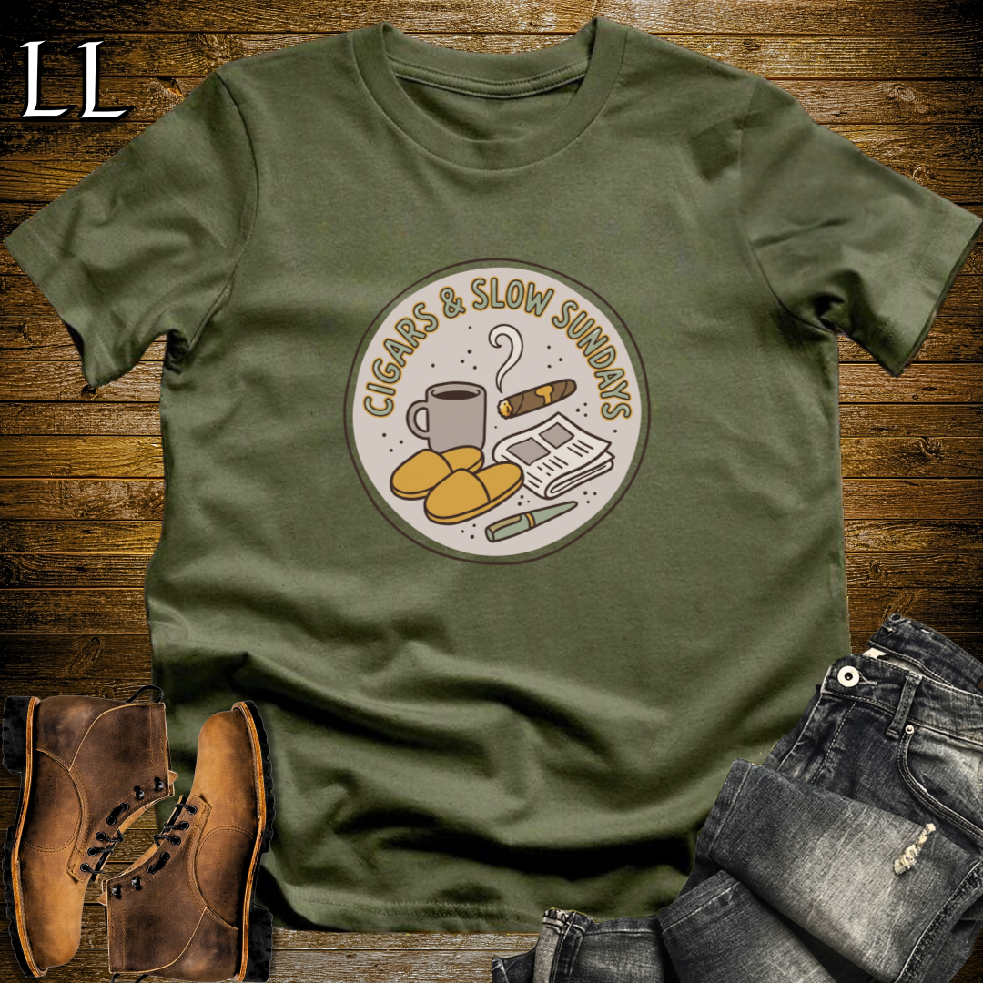 Cigars and Slow Sundays T-Shirt Military Green | Sunday Cigar Shirt