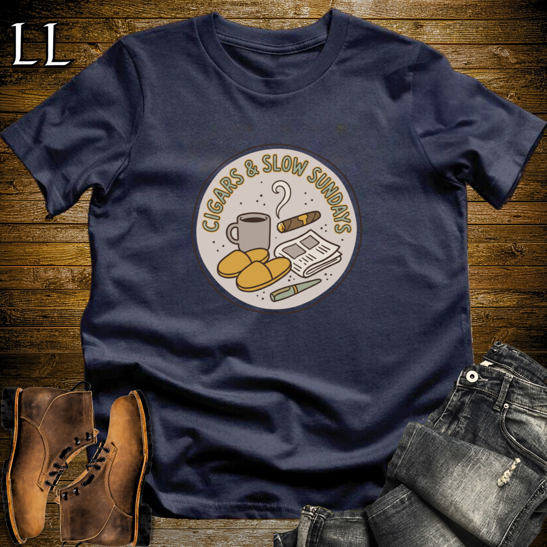 Cigars and Slow Sundays T-Shirt Navy | Sunday Cigar Shirt