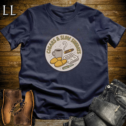 Cigars and Slow Sundays T-Shirt Navy | Sunday Cigar Shirt
