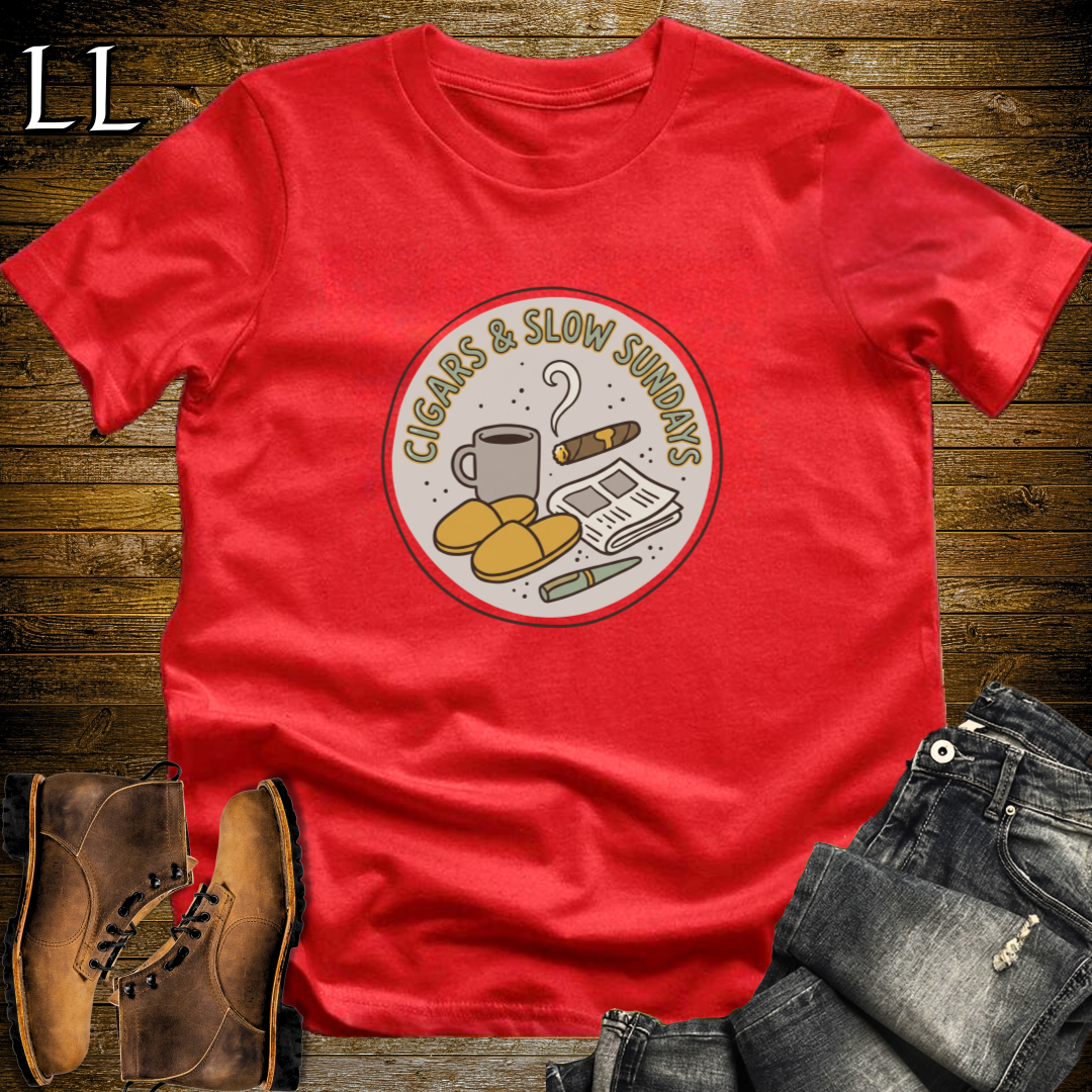 Cigars and Slow Sundays T-Shirt Red | Sunday Cigar Shirt