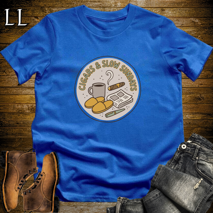Cigars and Slow Sundays T-Shirt Royal Blue | Sunday Cigar Shirt