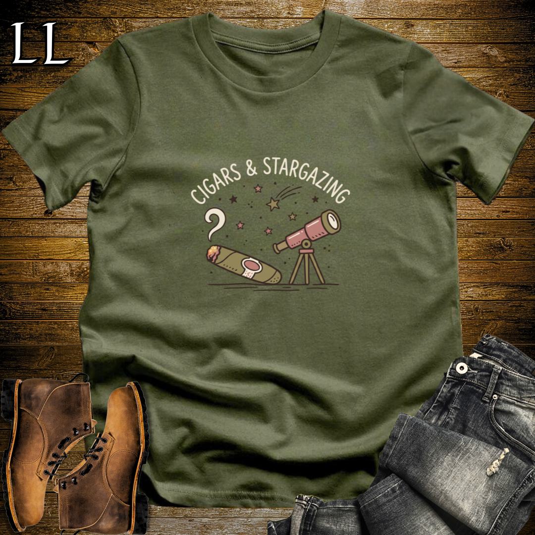 Cigars and Stargazing T-Shirt Military Green | Cigar Lover Gift