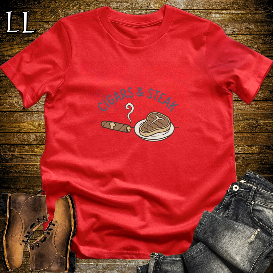 Cigars and Steak T-Shirt Red | Cigar Food Pairing Gift