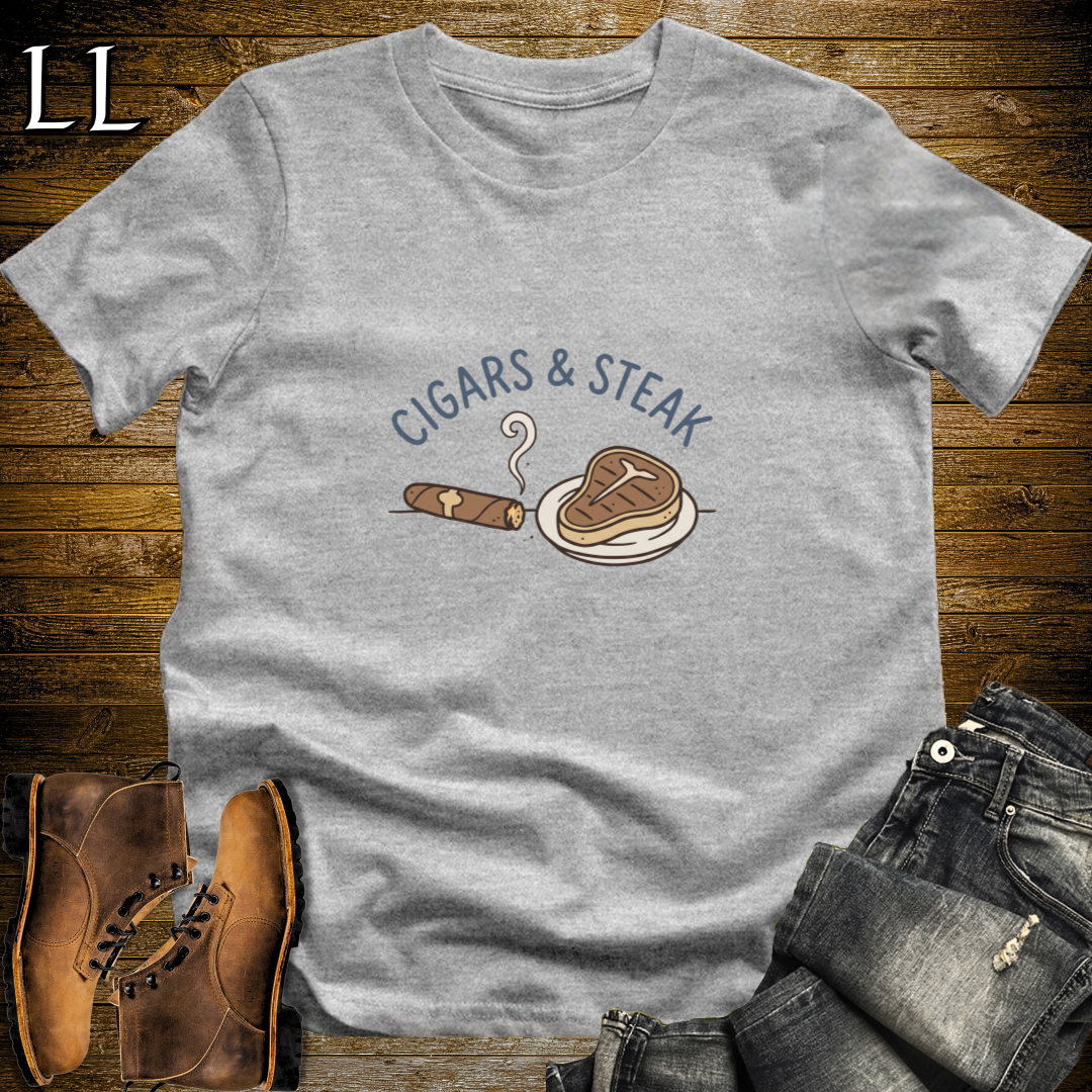 Cigars and Steak T-Shirt Sport Grey | Cigar Food Pairing Gift