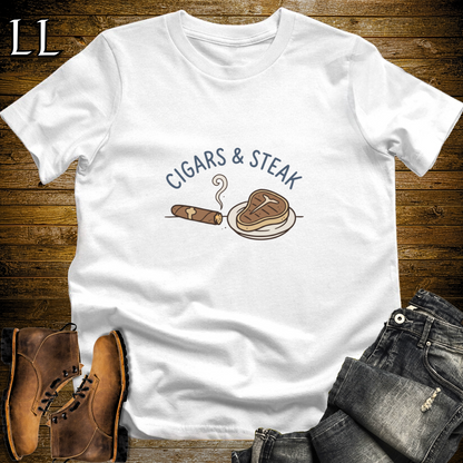 Cigars and Steak T-Shirt White | Cigar Food Pairing Gift