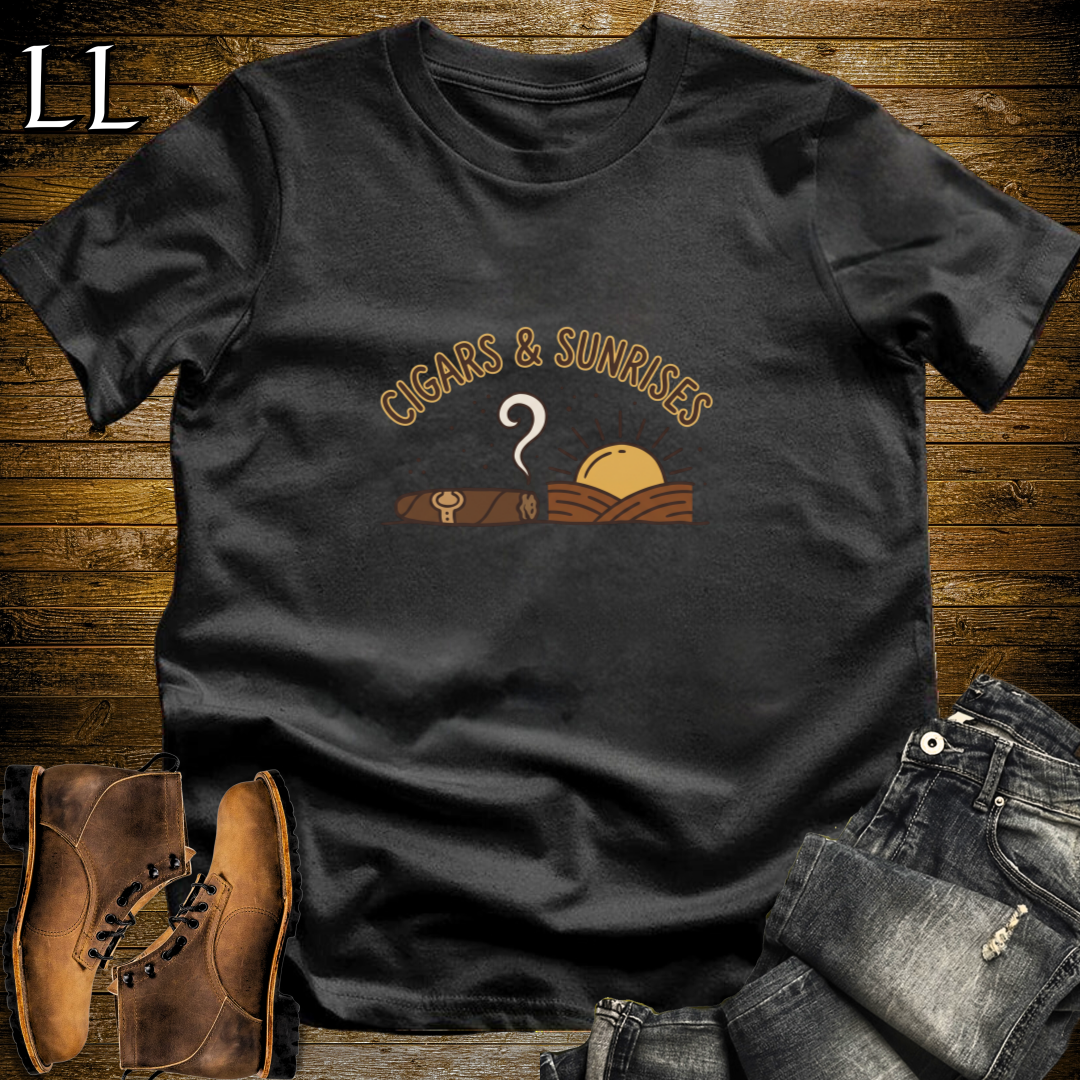 Cigars and Sunrises T-Shirt Black | Morning Cigar Gift Tee