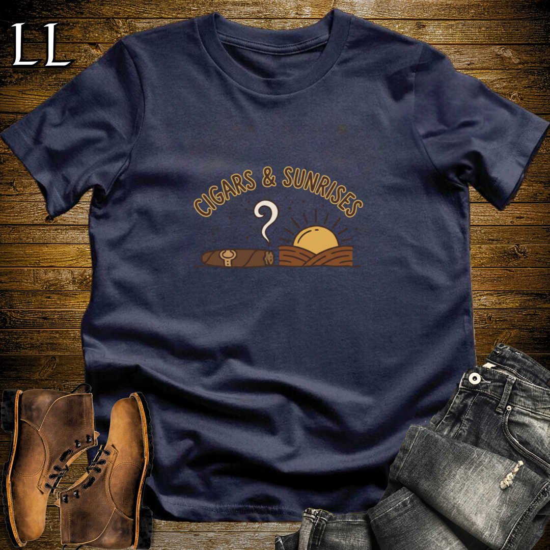 Cigars and Sunrises T-Shirt Navy | Morning Cigar Gift Tee