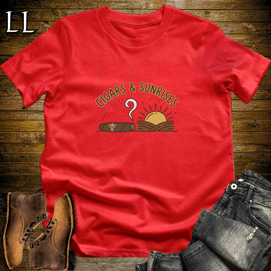 Cigars and Sunrises T-Shirt Red | Morning Cigar Gift Tee