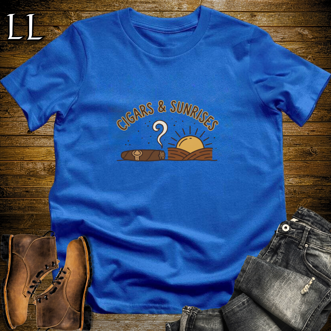 Cigars and Sunrises T-Shirt Royal Blue | Morning Cigar Gift Tee