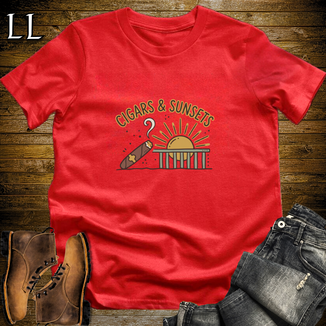 Cigars and Sunsets T-Shirt Red | Evening Cigar Gift Tee