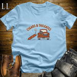 Cigars and Tailgates T-Shirt Light Blue | Tailgating Cigar Gift Tee