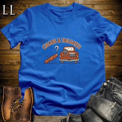 Cigars and Tailgates T-Shirt Royal Blue | Tailgating Cigar Gift Tee