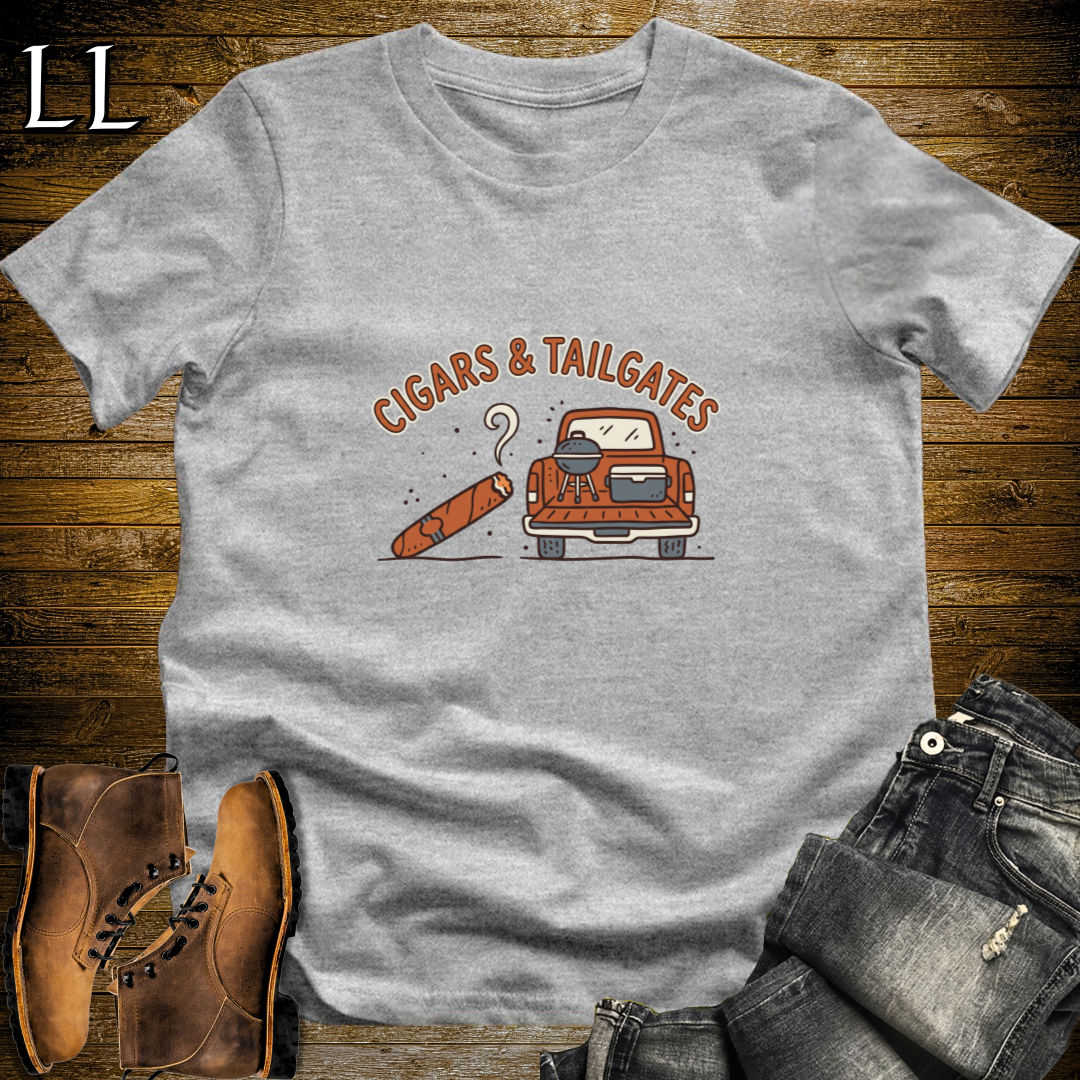 Cigars and Tailgates T-Shirt Sport Grey | Tailgating Cigar Gift Tee