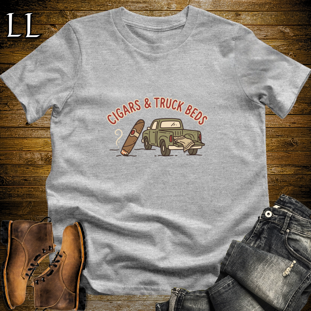 Cigars and Truck Beds T-Shirt Sport Grey | Truck Owner Cigar Gift Tee