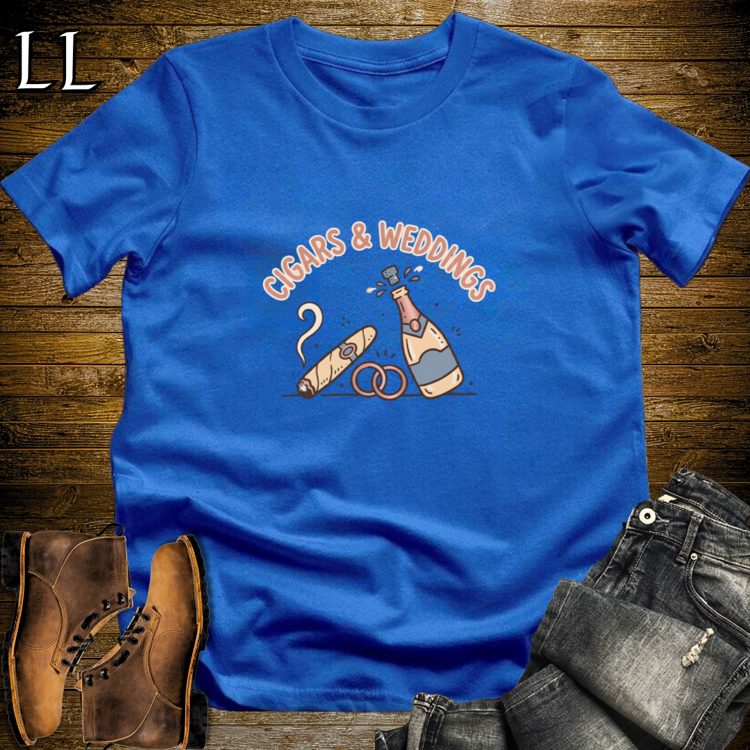 Cigars and Weddings T-Shirt Royal Blue | Groomsmen Cigar Gift