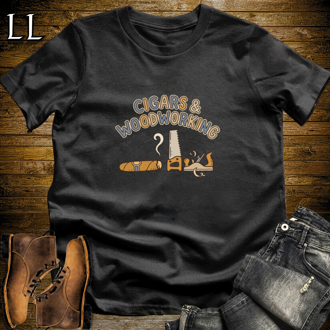 Cigars and Woodworking T-Shirt Black | Workshop Gift Shirt