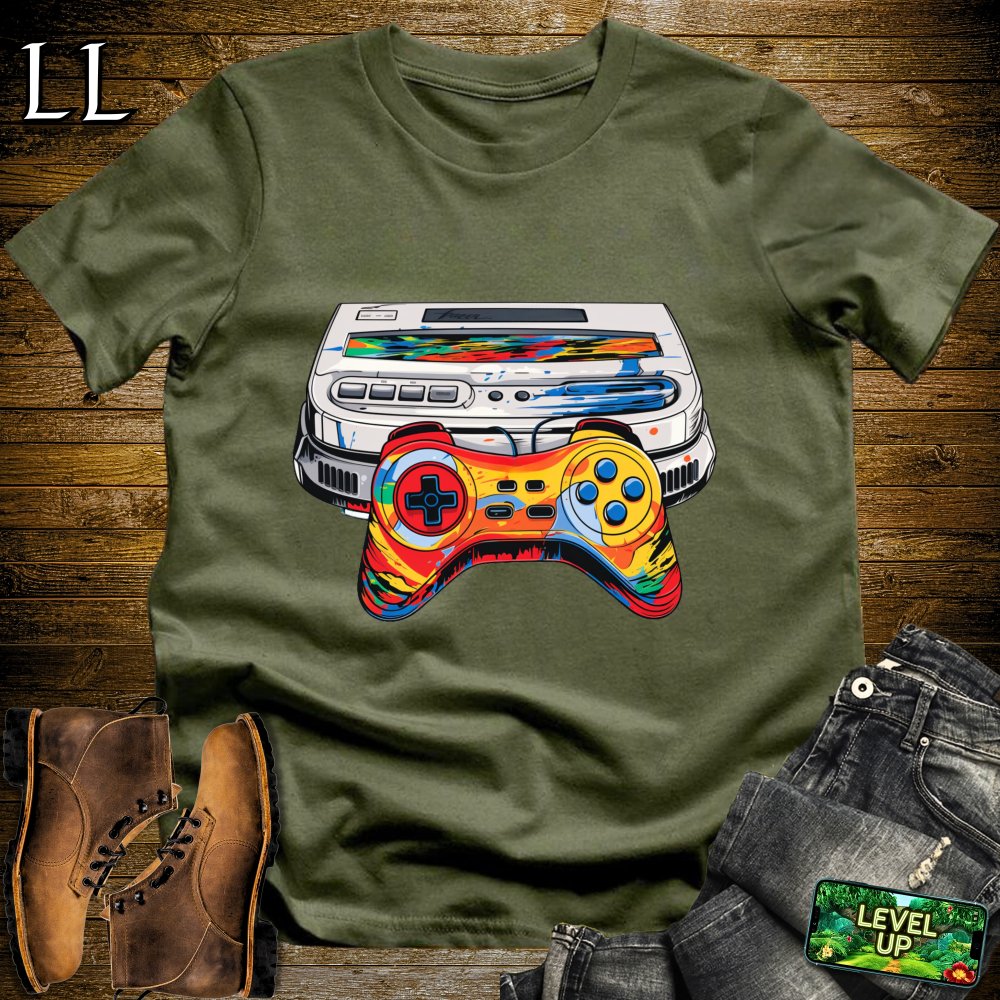 Classic Console Graffiti Style Softstyle Tee - Military Green - LegacyLayers