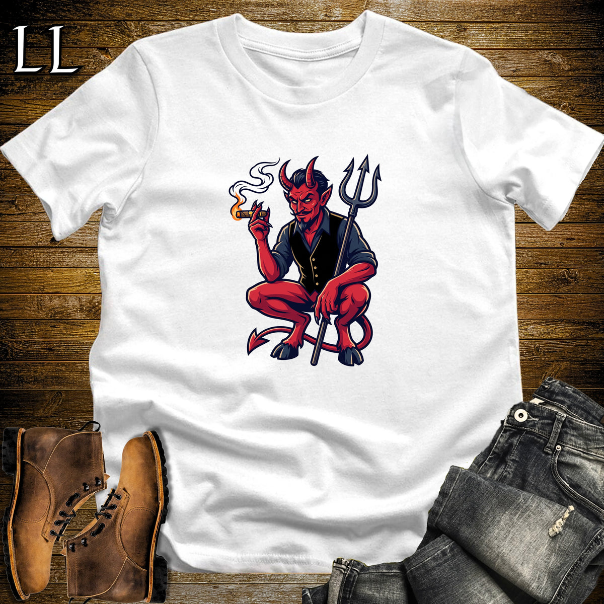 Classic Red Devil Cigar T-Shirt White | Classic Red Devil Cigar Tee