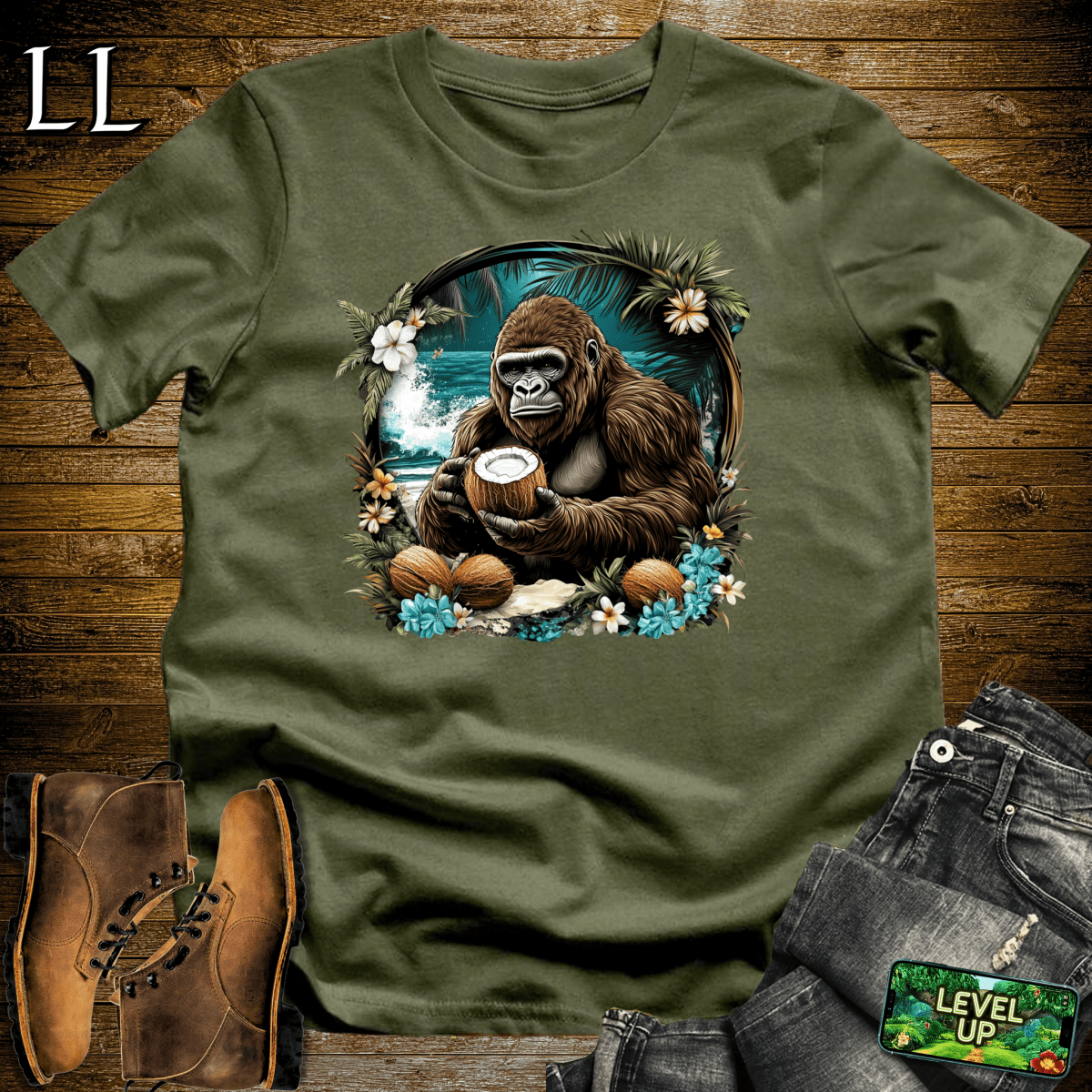Coconut Gorilla Softstyle Tee - Military Green - LegacyLayers
