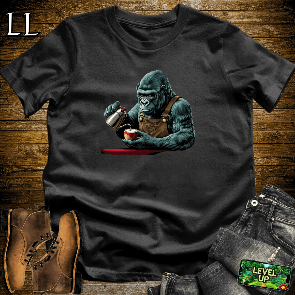 Coffee Gorilla Softstyle Tee - Black - LegacyLayers