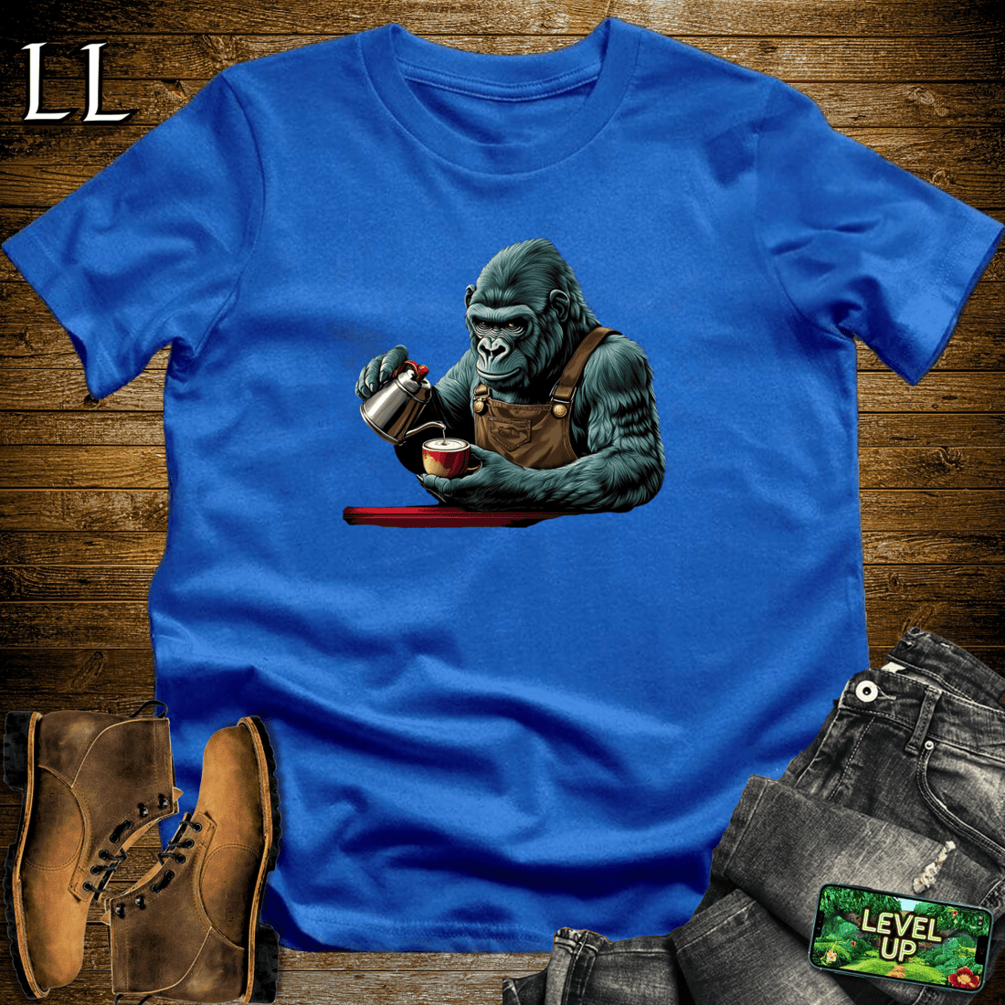 Coffee Gorilla Softstyle Tee Royal Blue | Coffee Lover Gift