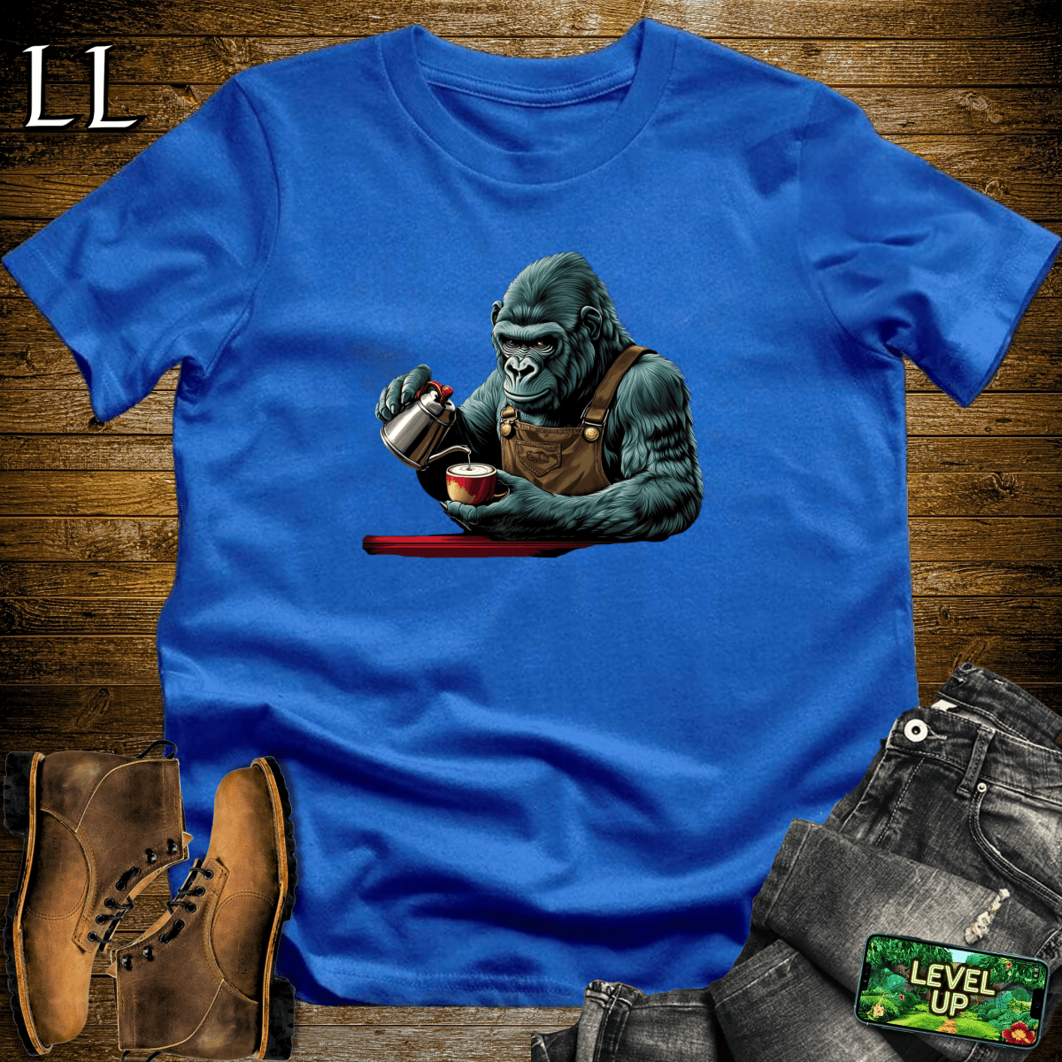 Coffee Gorilla Softstyle Tee - Royal - LegacyLayers