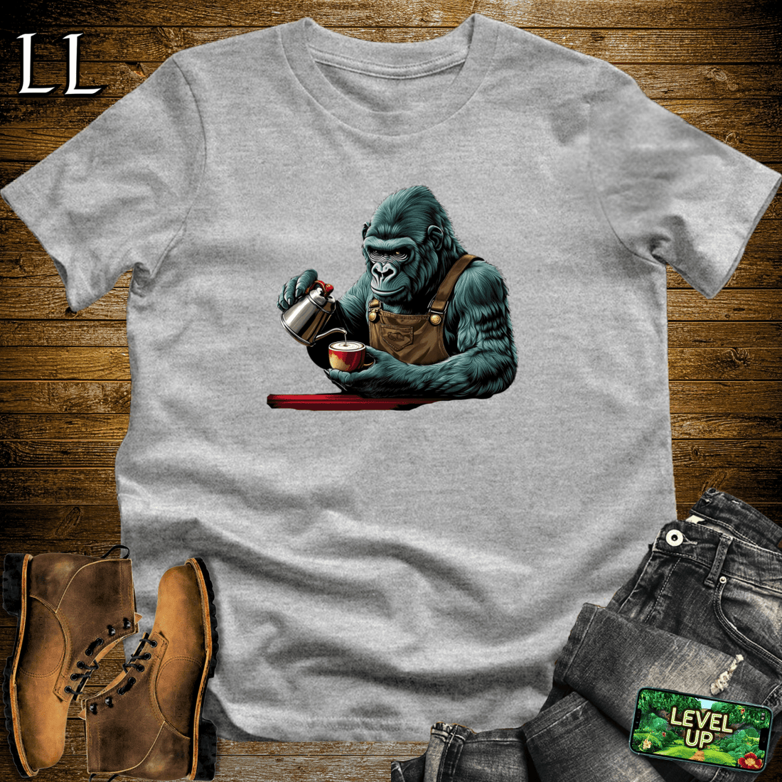 Coffee Gorilla Softstyle Tee Sport Grey | Coffee Lover Gift