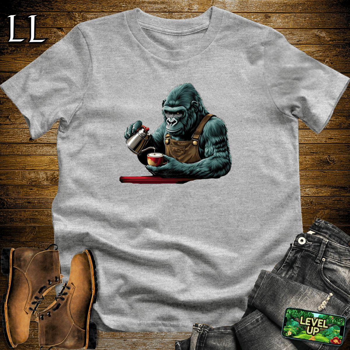 Coffee Gorilla Softstyle Tee - Sport Grey - LegacyLayers