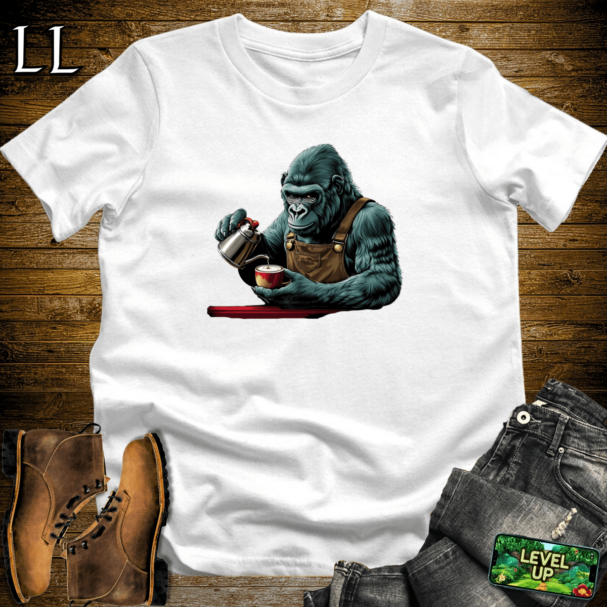 Coffee Gorilla Softstyle Tee - White - LegacyLayers