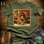 Coffee Shop Gorilla Military Green | Coffee Lover Gorilla Tee
