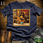 Coffee Shop Gorilla Navy | Coffee Lover Gorilla Tee