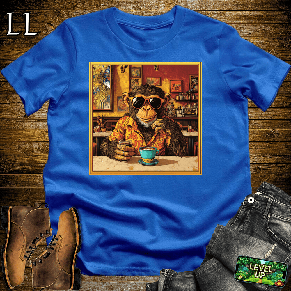 Coffee Shop Gorilla Royal | Coffee Lover Gorilla Tee
