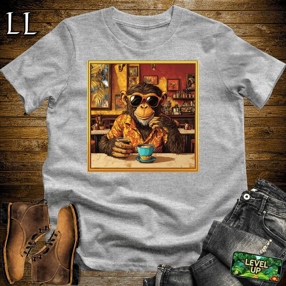 Coffee Shop Gorilla Sport Grey | Coffee Lover Gorilla Tee