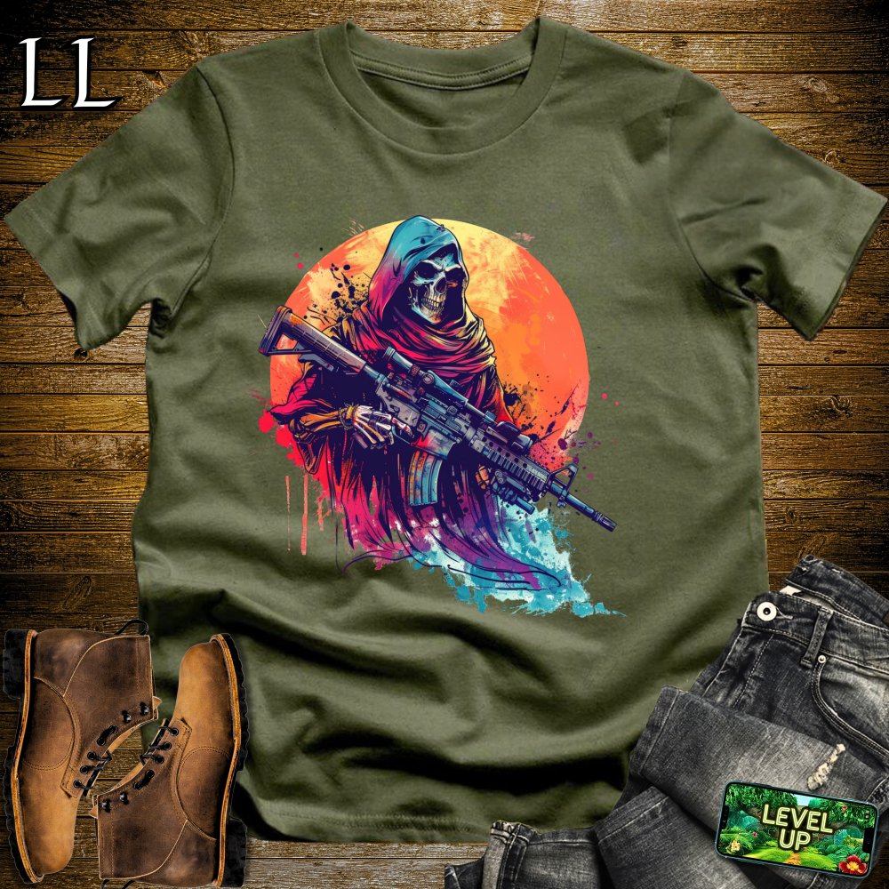 Color Camo Grim Reaper Softstyle Tee - Military Green - LegacyLayers