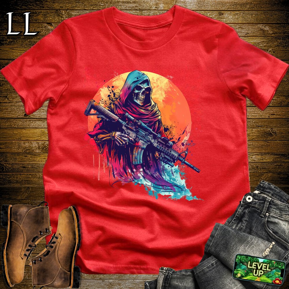 Color Camo Grim Reaper Softstyle Tee - Red - LegacyLayers