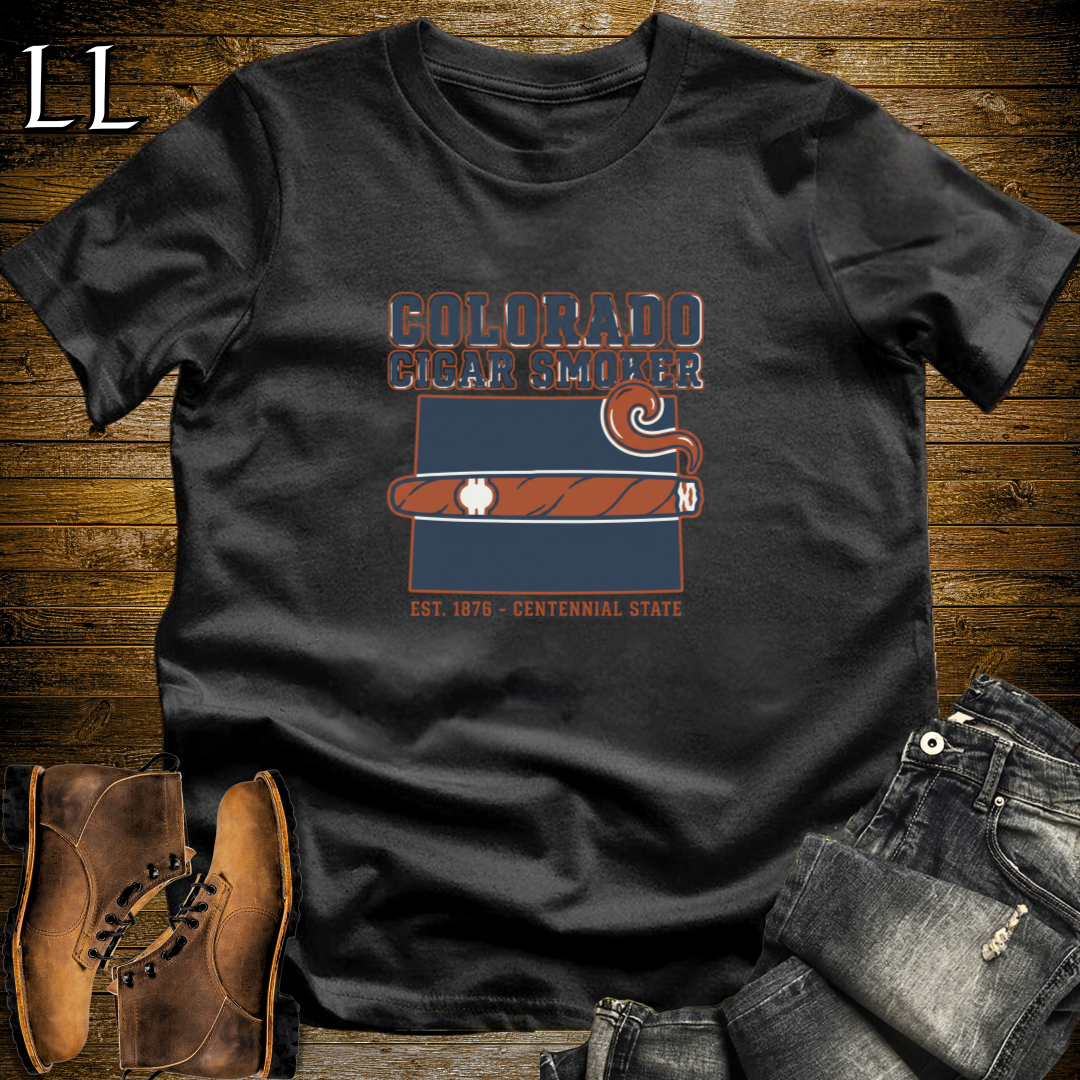 Colorado Cigar Smoker T-Shirt Black | Colorado Cigar Lover Gift Tee