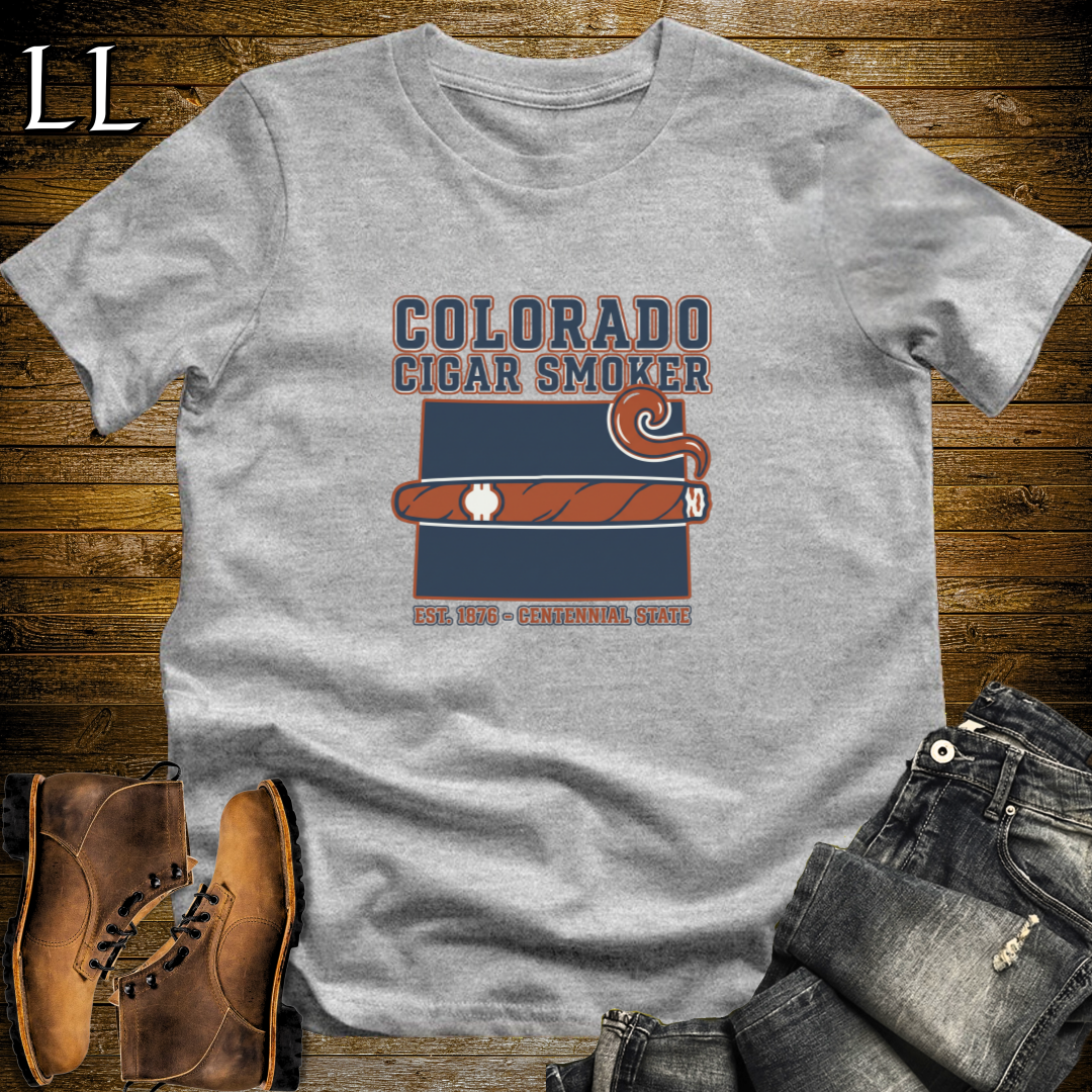 Colorado Cigar Smoker T-Shirt Sport Grey | Colorado Cigar Lover Gift Tee