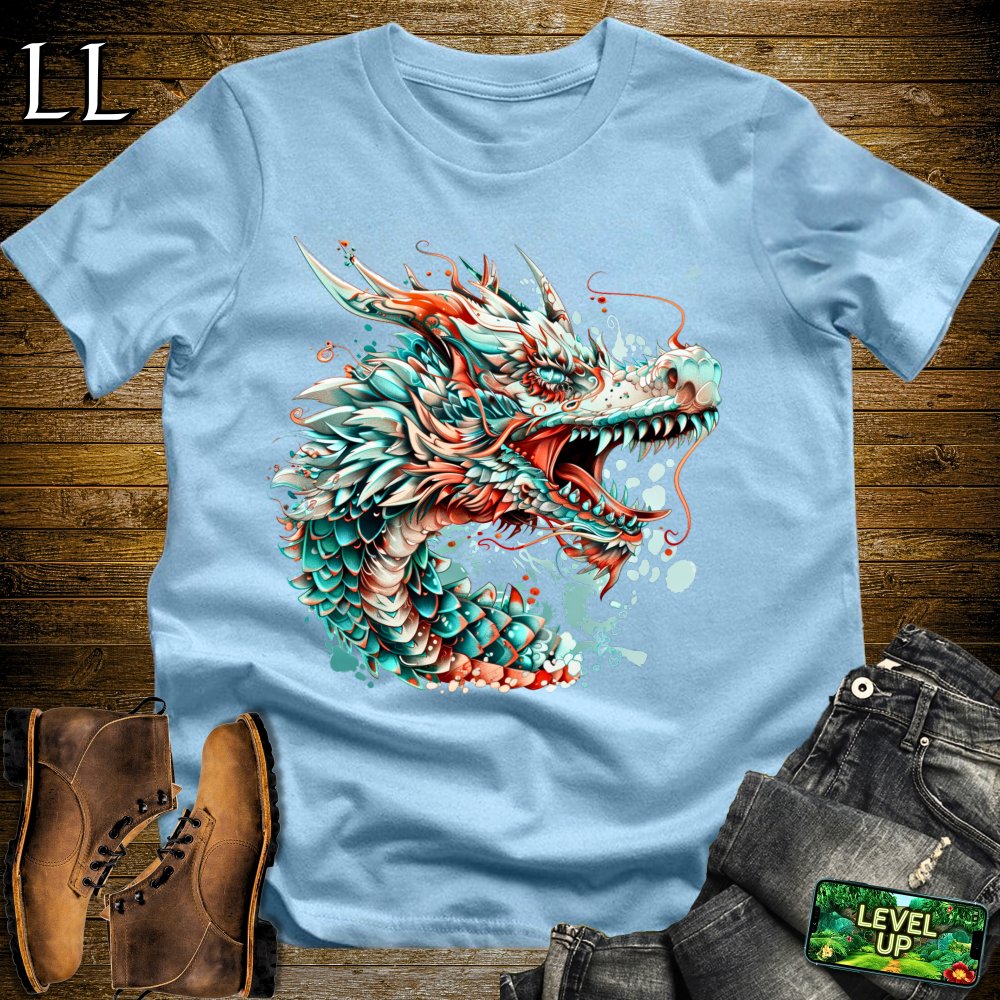 Colorburst Dragon Softstyle Tee - Light Blue - LegacyLayers