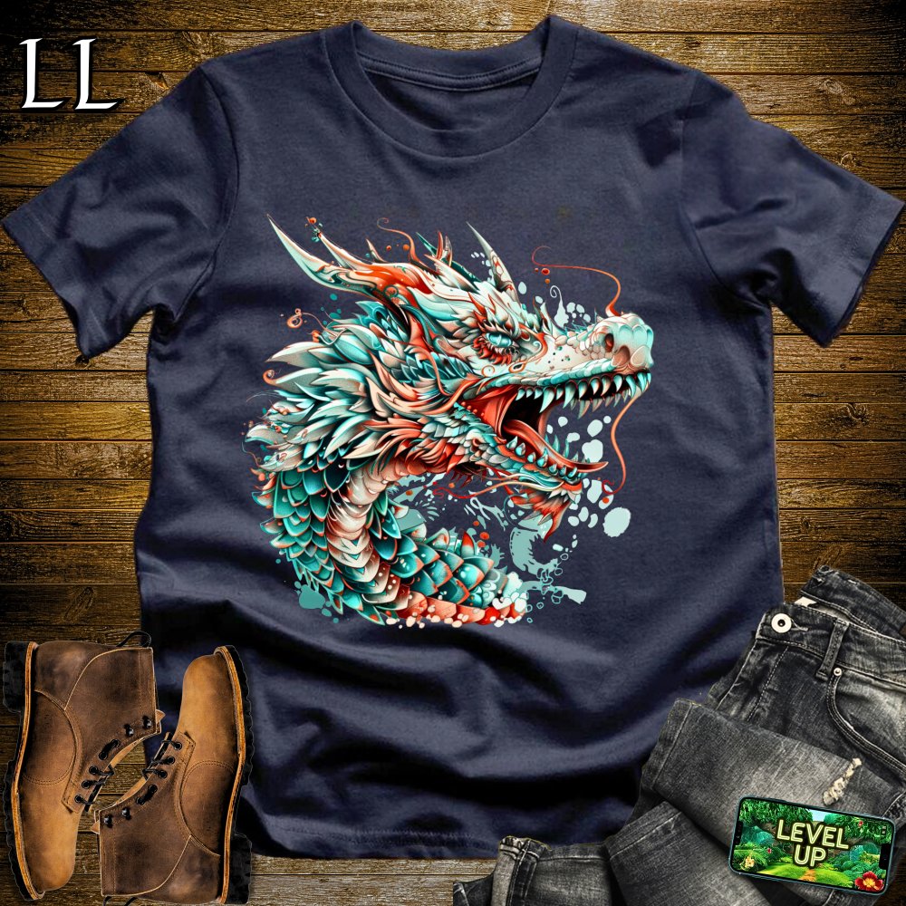 Colorburst Dragon Softstyle Tee - Navy - LegacyLayers