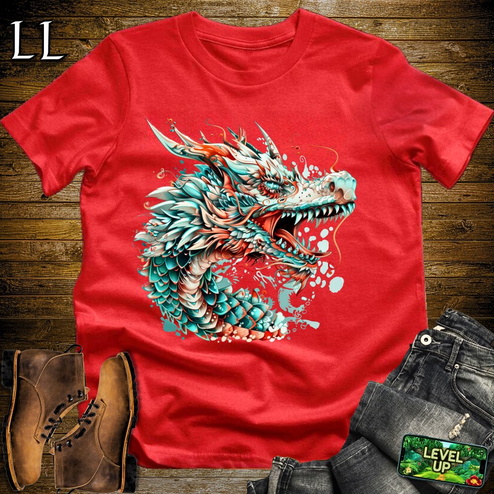 Colorburst Dragon Softstyle Tee - Red - LegacyLayers