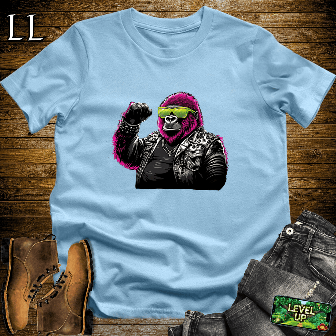 Concert Gorilla Softstyle Tee Light Blue | Music Lover Shirt