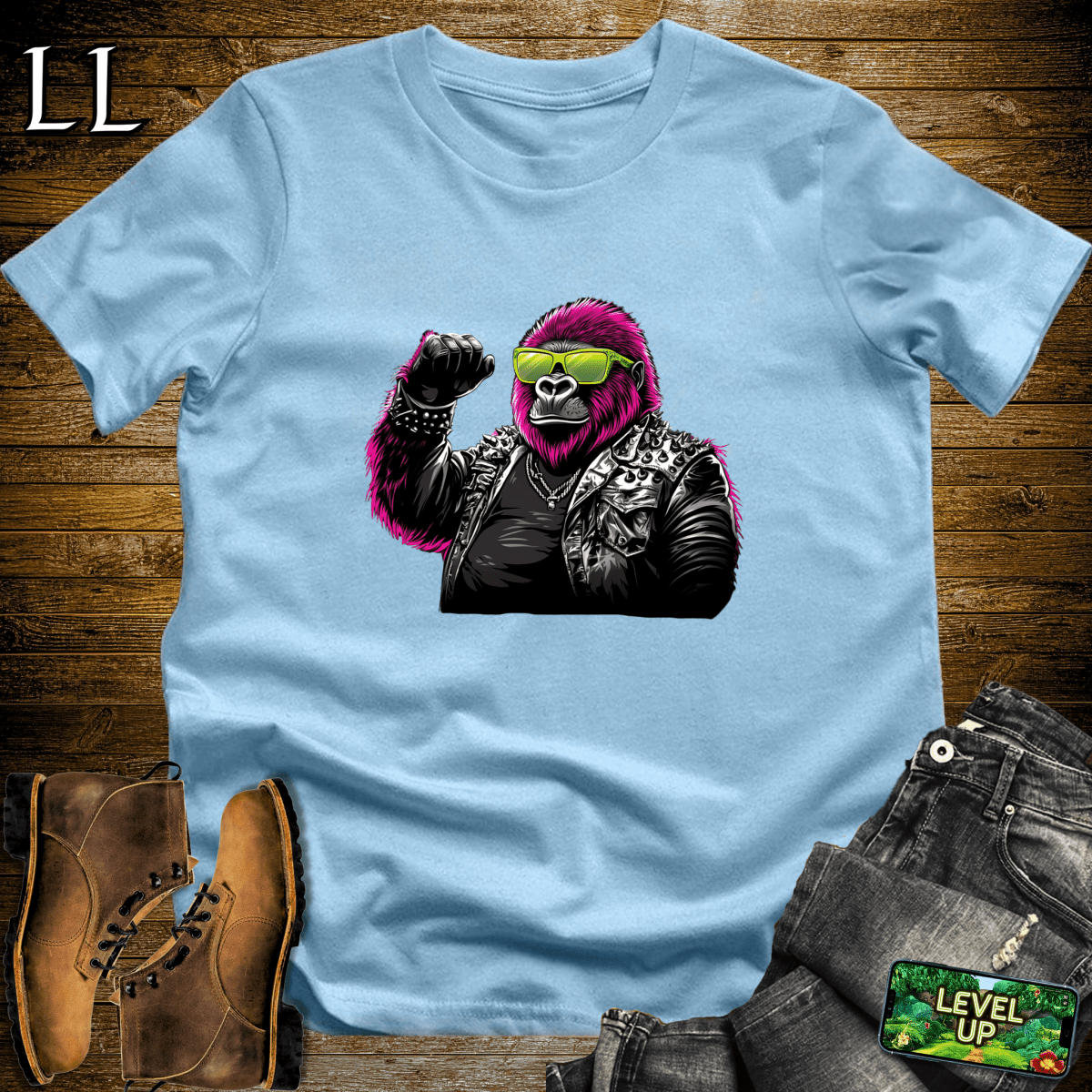 Concert Gorilla Softstyle Tee Light Blue | Music Lover Shirt