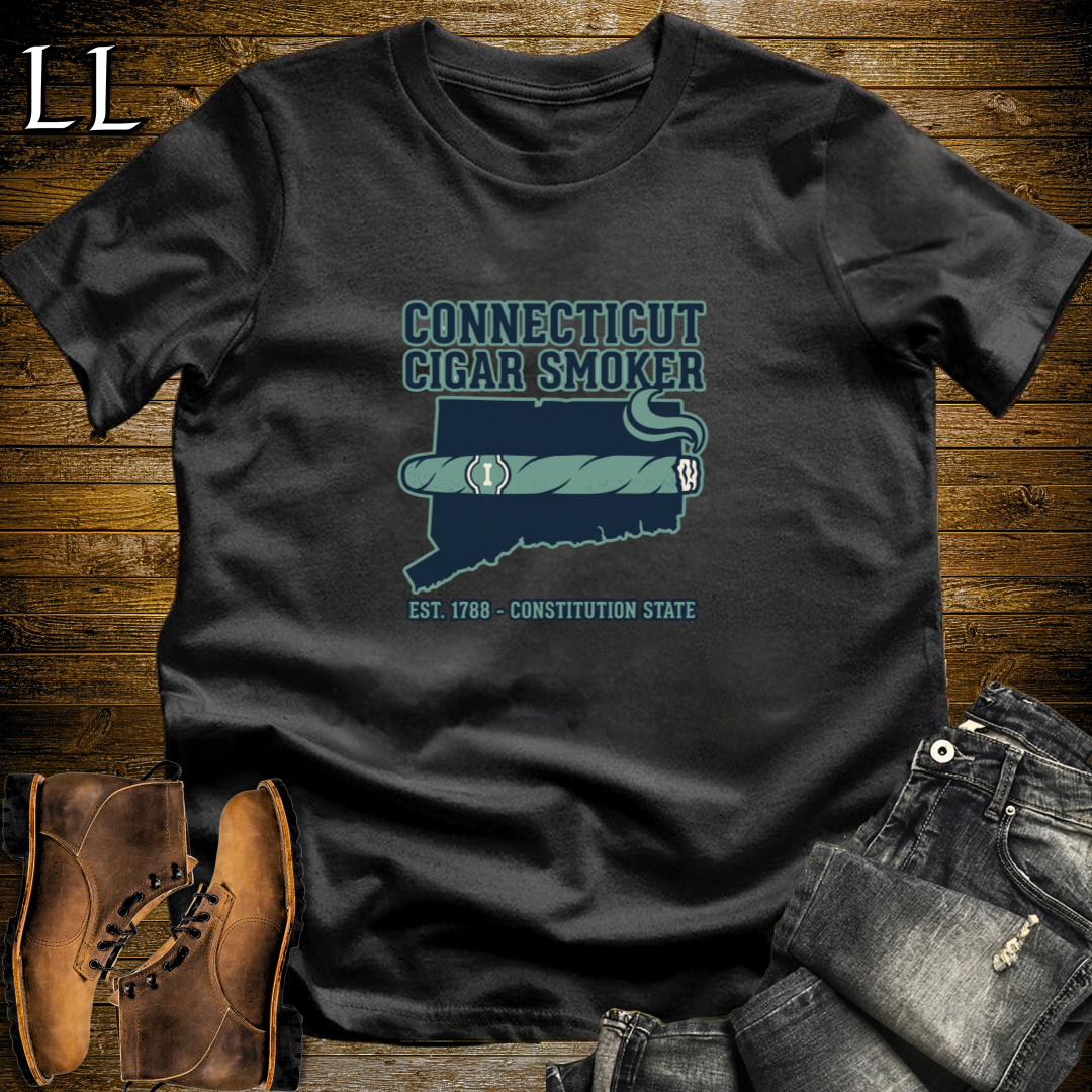 Connecticut Cigar Smoker T-Shirt Black | Shade Wrapper State Cigar Shirt